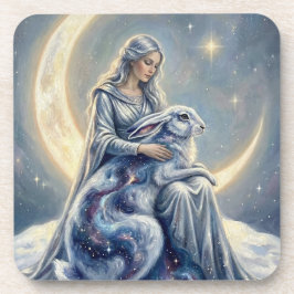 Celestial Galaxy Hare Moon Goddess Fantasy Art Underlägg