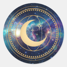 Celestial Galaxy Måne Sticker Seal Runt Klistermärke