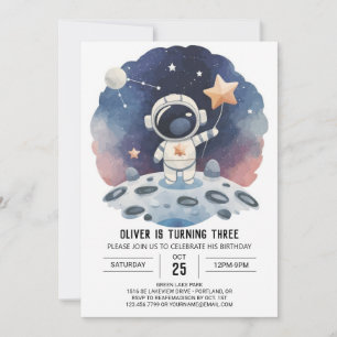 Celestial Galaxy Online Astronaut Boy Birthday Inbjudningar