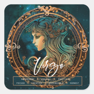 Celestial Galaxy Våg Fantasy Etheral Zodiac Fyrkantigt Klistermärke