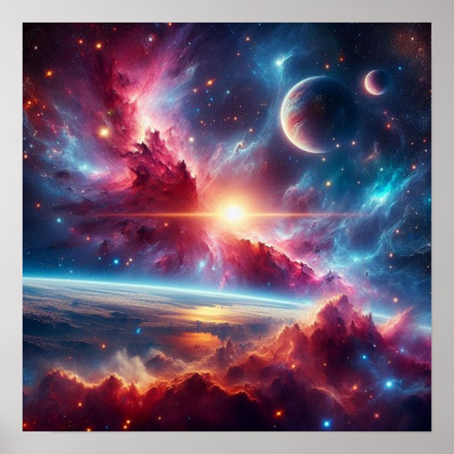 Celestial Galaxy: Vibrant Nebulae & Distant Worlds Poster (Framsidan)