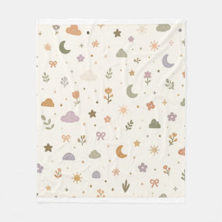 Celestial Garden Unisex Babytäcke | Boho Jordnära Fleecefilt