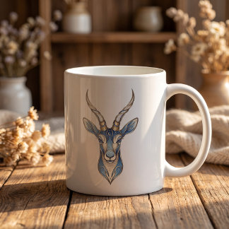 Celestial Gazelle-mugg Guld & Blå Lyx Linje Konst Kaffemugg
