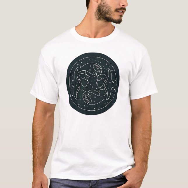 Celestial Gemini Twillingars T Shirt (Framsida)
