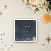 Celestial Gift Midnight Blå himmel Stars Watercolo