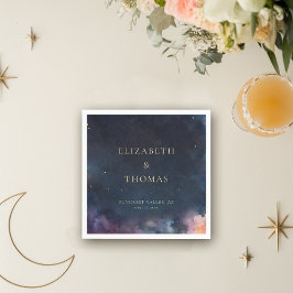 Celestial Gift Midnight Blå himmel Stars Watercolo Pappersservett