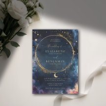 Celestial Gift Midnight Blue Elegant Guld Bröllop