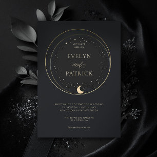 Celestial Gift Moody Navy Elegant Modern Bröllop Inbjudningar
