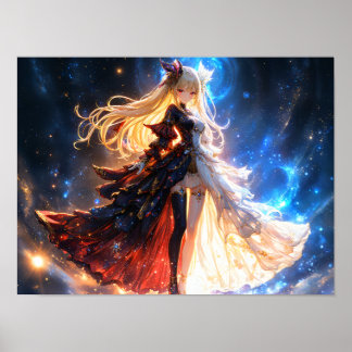 Celestial Girl in a Cosmic Gown Poster