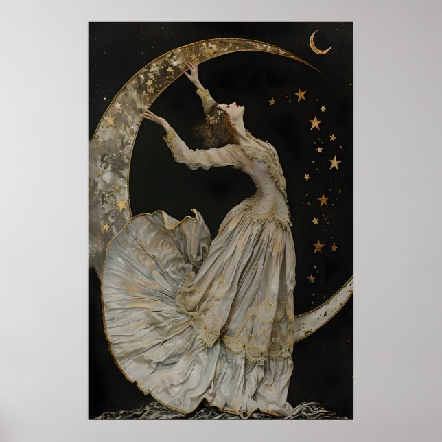 Celestial Goddess Art Print, Gothic Romance Decor, Poster (Framsidan)