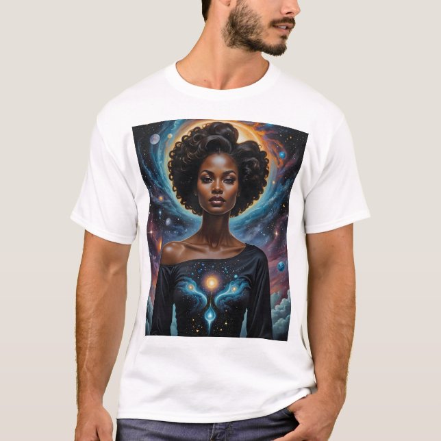 Celestial Goddess Cosmic Energy T-Shirt Galaxy Art (Framsida)