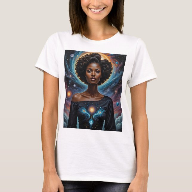 Celestial Goddess Cosmic Energy T-Shirt Galaxy Art (Framsida)