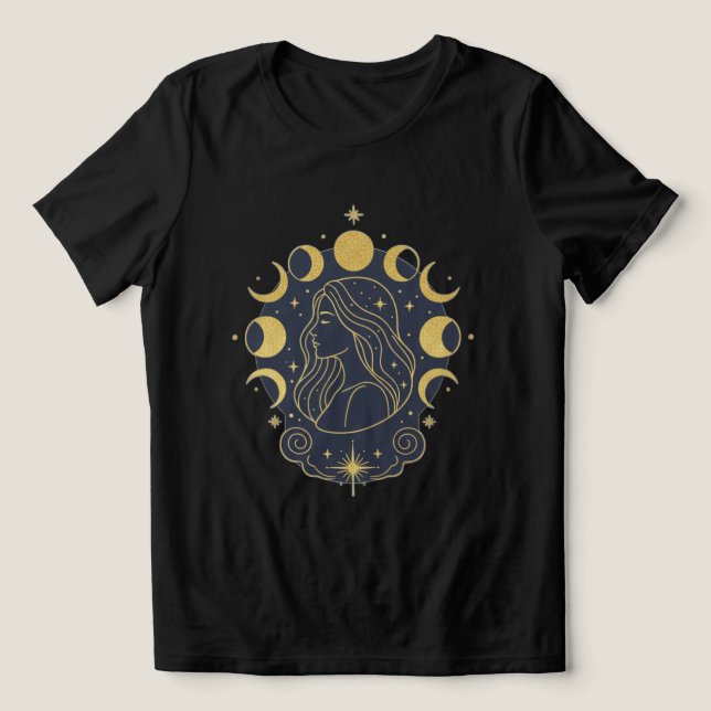Celestial Goddess Moon & Stars Kvinnors T-Shirt (Design Framsida)