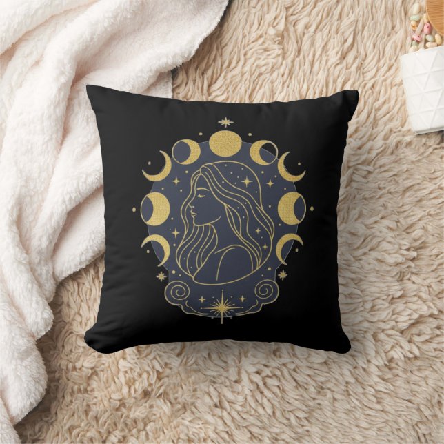 Celestial Goddess Moon & Stars Kvinnors T-Shirt Kudde (Filt)