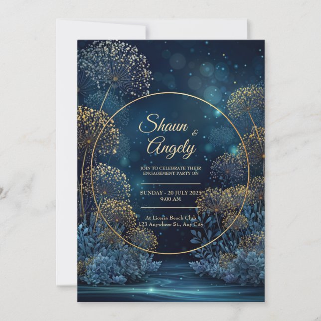 Celestial Gold Forest Circle Wedding Inbjudningar (Framsida)