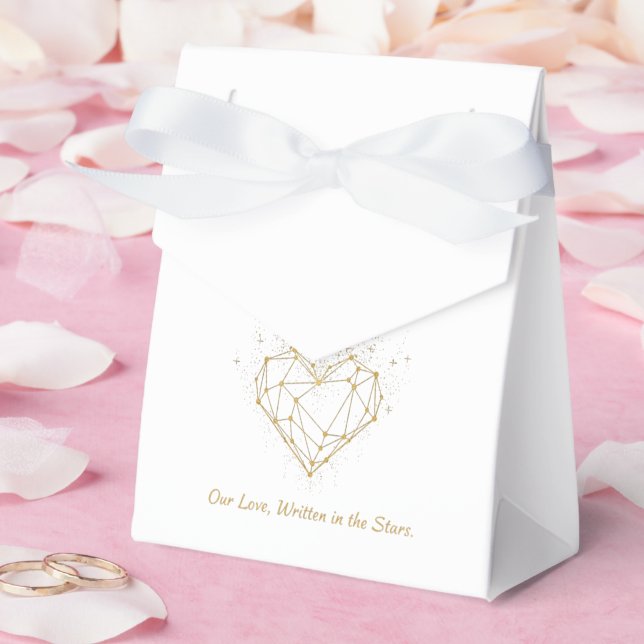 Celestial Gold Heart Wedding Favor Box - Our Love Presentaskar (Bröllop)