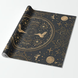 Celestial Gold Wrapping Paper – Gothic Luxe Starry Presentpapper