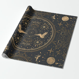 Celestial Gold Wrapping Paper – Gothic Luxe Starry Presentpapper