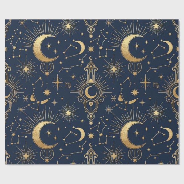 Celestial Gold Wrapping Paper Presentpapper (Platt)