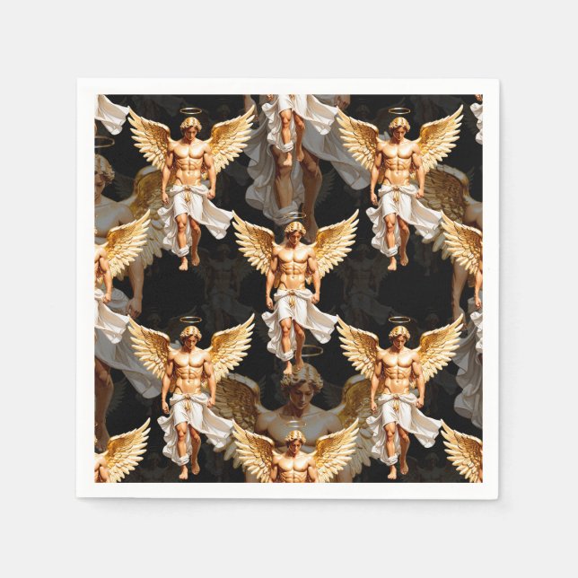 Celestial Golden Änglar Mönster Design Pappersservett (Framsidan)