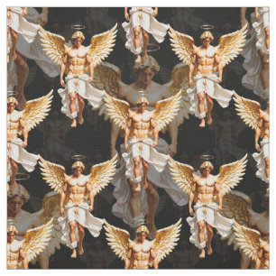Celestial Golden Änglar Mönster Design Tyg