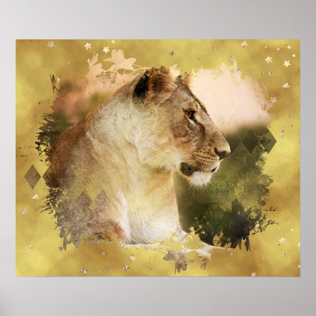*~* Celestial Golden Art AP23 Artistic LIONESS Poster (Framsidan)