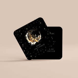 Celestial Golden Måne Luxe Fyrkantigt Visitkort
