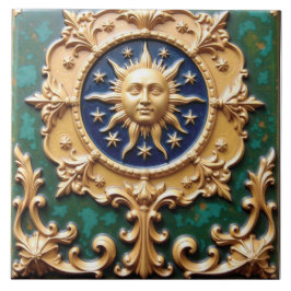 Celestial Golden Sol Plaque Kakelplatta