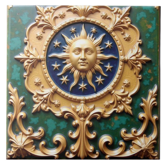 Celestial Golden Sol Plaque Kakelplatta (Framsidan)