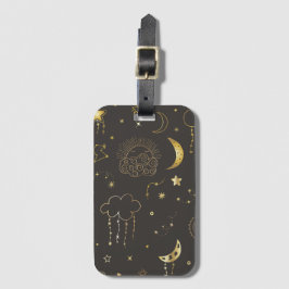 Celestial Golden Stars, Måne & Constellations Bagagebricka