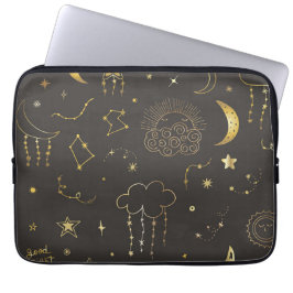 Celestial Golden Stars, Måne & Constellations Laptop Fodral