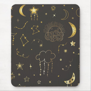 Celestial Golden Stars, Måne & Constellations Musmatta