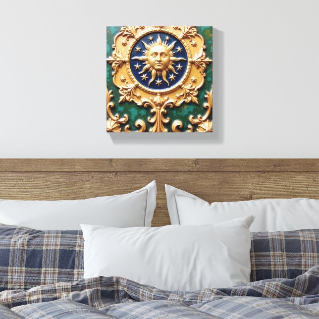 Celestial Golden Sun Plaque Canvastryck (Insitu (sovrum))