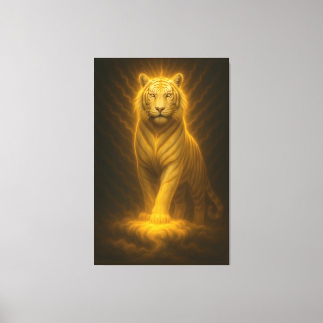 Celestial Golden White Tiger – Divine Gaze Luminou Canvastryck (Framsida)