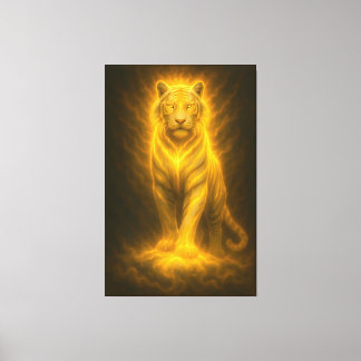 Celestial Golden White Tiger – Divine Halo Fine Ar Canvastryck