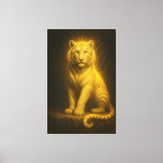 Celestial Golden White Tiger – Radiant Throne Aura Canvastryck