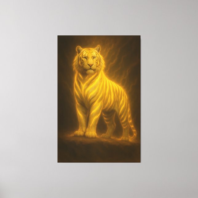 Celestial Golden White Tiger – Royal Divine Light  Canvastryck (Framsida)