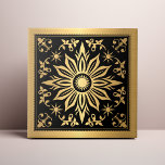 Celestial Gothic Black an Gold Solar Kakelplatta<br><div class="desc">Decorate the office with this Black and Gold celestial design. You can customize this further by clicking on the "PERSONALIZE" button. You can even change the background color if you like. PLEASE NOTE: the Gold featured in this item's design is NOT REAL GOLD OR FOIL and is printed in flat...</div>