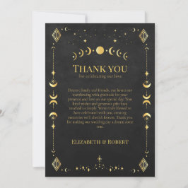 Celestial Gothic Black and Gold Wedding Thank You  Tack Kort