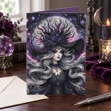 Celestial Gothic Häxa Lila Måne Fantasy