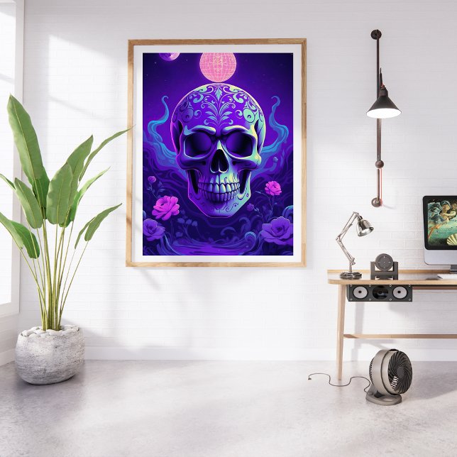 Celestial Gothic Skull med Blommigt Dream med skän Fototryck (Skapare uppladdad)