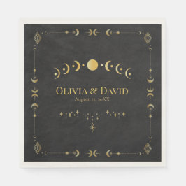 Celestial Gothic Svarta och Gyllene Bröllopsservet Pappersservett