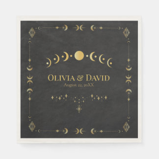 Celestial Gothic Svarta och Gyllene Bröllopsservet Pappersservett
