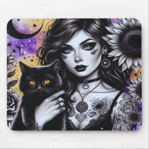 Celestial Gothic Witch och Black Cat Musmatta