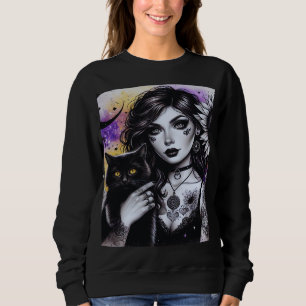 Celestial Gothic Witch och Black Cat T Shirt