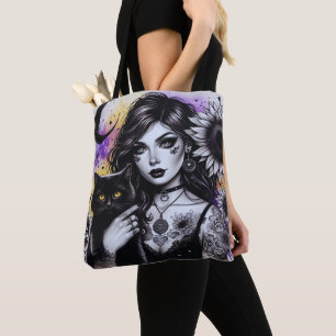 Celestial Gothic Witch och Black Cat Tygkasse
