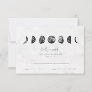 Celestial Grått Marble Måne Phases Bröllop OSA Kort