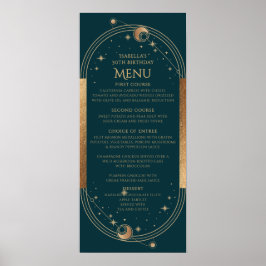 Celestial Grönt Guld Måne Stars 30års födelsedag Poster