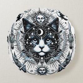 "Celestial Guardian" Round Pillow Rund Kudde
