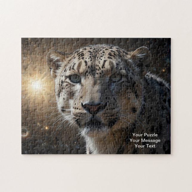 Celestial Guardian - Snö Leopard Pussel (Horisontell)